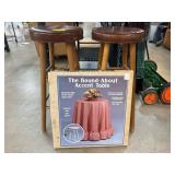 Round Accent Table Kit and Wooden Bar Stools
