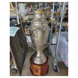 Silver-Tone Soccer Trophy with Wooden Base