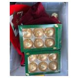 Christmas Ornaments in Storage Bin