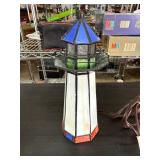 Stained Glass Lighthouse-Themed Lamp