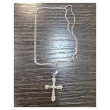 Sterling Silver Cross Necklace with Stones