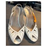 Bruno Magli White Leather Slingback Heels