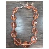 Faceted Pink Crystal Bead Necklace