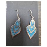 Sterling Silver Earrings With Turquoise Inlay
