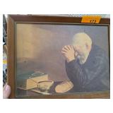 Framed Print of Elderly Man in Prayer