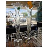 Clear Glass Etched Vases