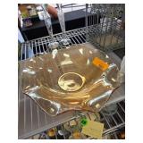 Iridescent Glass Bowl with Floral Design