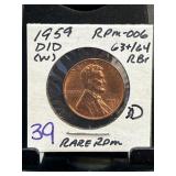 1959 Lincoln Cent RPM-006 Graded 63/64 RBR