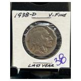 1938-D Buffalo Nickel in Very Fine Condition