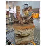 Painted Ceramic Table Scene Music Box