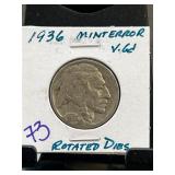 1936 Buffalo Nickel With Mint Error