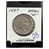 1937 Buffalo Nickel EF/AU High Grade