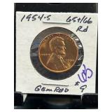 1954-S Lincoln Wheat Cent Gem Red