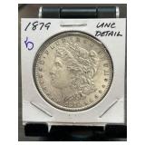 1879 Morgan Silver Dollar in UNC Detail