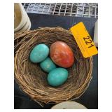 Decorative Stone Egg & Others in a Woven Nest