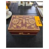 Russian Wooden Box with Floral Inlay Design