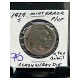 1928-S Buffalo Nickel with Mint Error