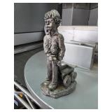 Handcrafted Pewter Figurine of Boy With Wagon