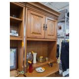 Oak Hutch with Upper Cabinet and Drawers