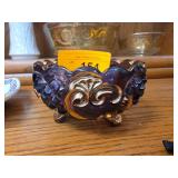 Purple Glass Bowl with Gold Accents