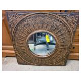 Ornate Metal Wall Mirror With Carved Detail