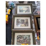 Three Framed Parisian Street Scene Prints