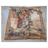 Decorative Tapestry with Floral and Landscape Moti