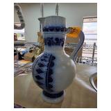 Blue and Gray Stoneware Pitcher with Handle