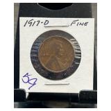 1917-D Lincoln Wheat Cent in Fine Condition