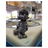 Pewter Metal Figurine of Child with Toy