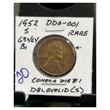 1952 S Lincoln Wheat Cent DDO-001