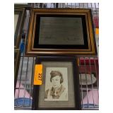 Framed Military Portrait and Document Display