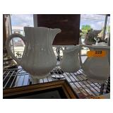 White Ironstone Pitcher Set by Wm. Adams & Sons