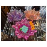 Three Art Glass Sunflower Bowls