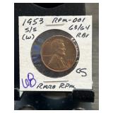 1953 Lincoln Wheat Cent RPM-001 with Rare RPM