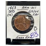 1953 Lincoln Wheat Cent with Rare RPM