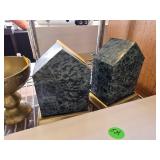 Green Marble-Like Bookends