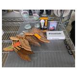 Lot with Glassware, Lights, and Wooden Bird Decor