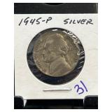 1945-P Jefferson Nickel in Holder