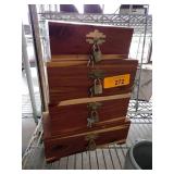 Wooden Boxes with Brass Labels and Locks