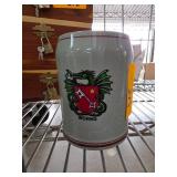 Gray Ceramic Beer Stein With Worms Crest