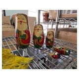 Hand-Painted Nesting Dolls with Santa Design