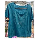 Onque Woman Blue Shirt with Rhinestone Detail