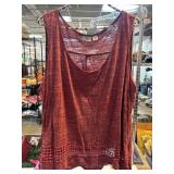 Cato Woman Sleeveless Red Top with Crochet Hem