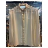 Beige Button-Up Long-Sleeve Blouse