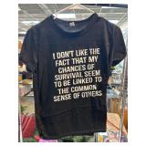 Black T-Shirt with White Text Print