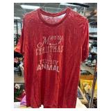 Red T-Shirt With Christmas-Themed Print