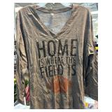 Gray Long-Sleeve Shirt with Printed Text