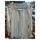 White Long-Sleeve Button-Up Blouse