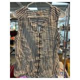 Faded Glory Blue and White Striped Button Tank